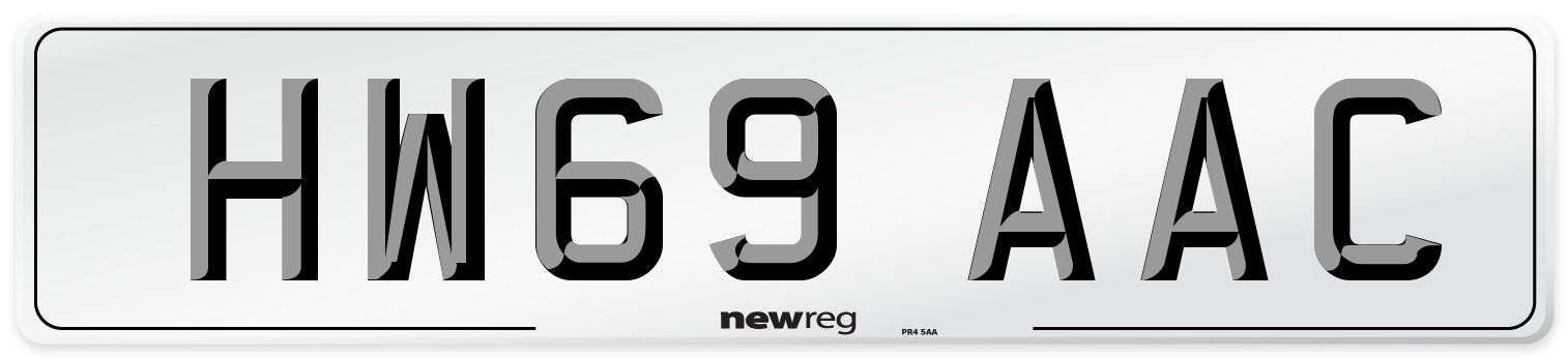 HW69 AAC Number Plate from New Reg